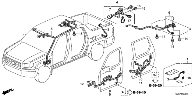 2014 Honda Ridgeline Sub-Wire, Driver Door Diagram for 32757-SJC-A11