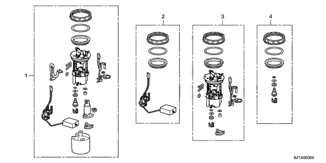 2015 Honda CR-Z Module Set, Fuel Pump Diagram for 17045-SZT-L30