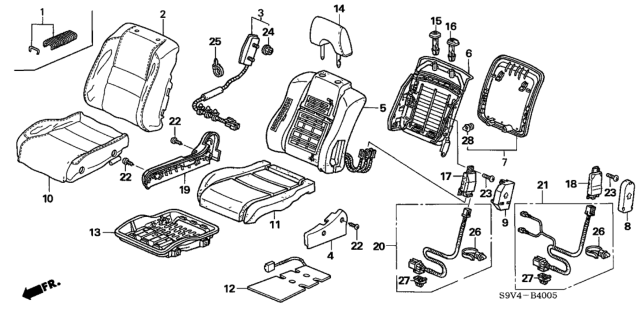 2006 Honda Pilot Pad, R. FR. Seat-Back (With OPDS Sensor) Diagram for 81122-S9V-A03