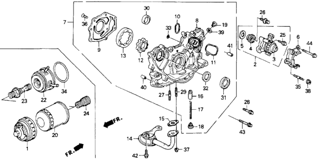 Pump Assembly, Oil Diagram for 15100-PT0-030
