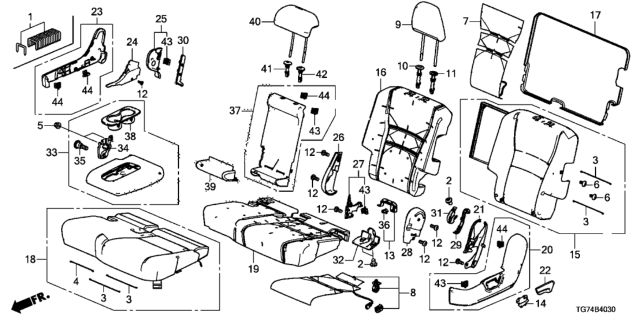 2016 Honda Pilot Pad, L. Middle Seat-Back Diagram for 81727-TG7-A01