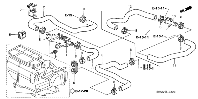 2004 Honda Civic Hose C, Water Inlet Diagram for 79723-S5W-A00