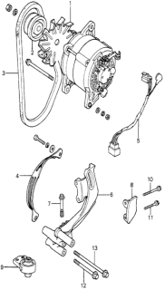 1981 Honda Accord Belt, Alternator Diagram for 38763-689-003