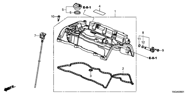 2020 Honda Civic Bolt,Head Cover Diagram for 90013-5R0-000