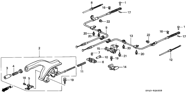 1996 Honda Accord Lever Assy., Parking Brake *YR169L* (MILD BEIGE) Diagram for 47105-SV4-010ZE