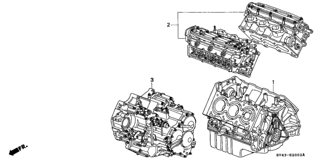 1995 Honda Accord Engine Assy., Bare Diagram for 10001-P0G-A00