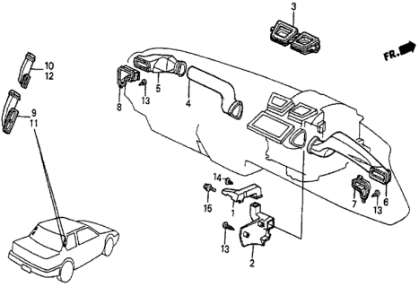 1984 Honda Prelude Joint, Driver Heater Duct Diagram for 39551-SB0-672