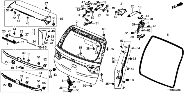 2021 Honda Odyssey Hinge Complete L, Tail Gate Diagram for 68260-THR-A02ZZ