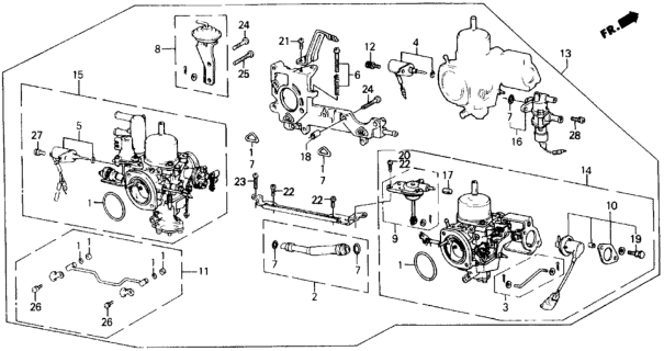 1990 Honda Prelude Carburetor Assembly (Vf15C A) Diagram for 16100-PK1-A11