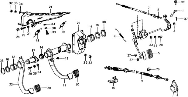 1976 Honda Civic MT Pedal Diagram