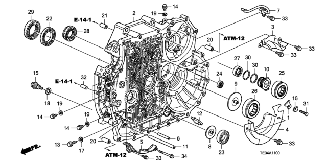 2011 Honda Accord AT Torque Converter Case (V6) Diagram