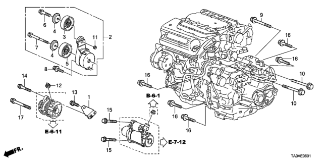 2012 Honda Accord Alternator Bracket  - Tensioner (V6) Diagram