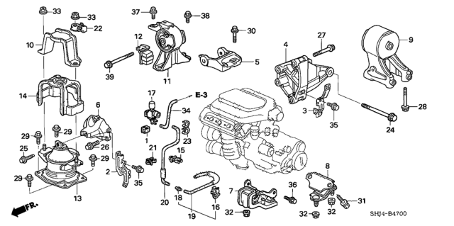 2006 Honda Odyssey Bracket, FR. Engine Mounting Diagram for 50630-SHJ-A00
