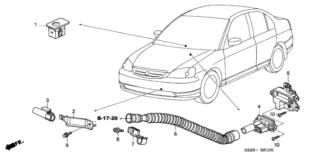 2003 Honda Civic Bracket, Ambient Sensor Diagram for 80521-S5A-000