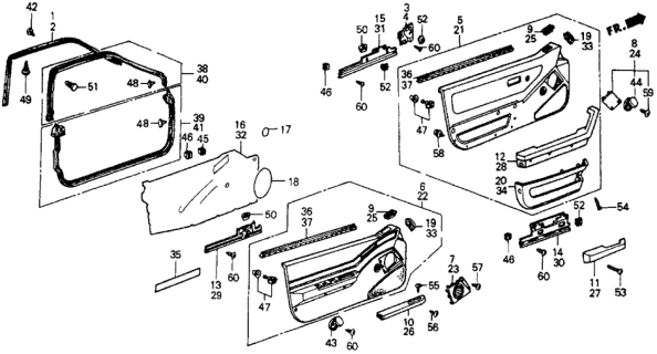 1986 Honda CRX Seal, L. Side Defroster Diagram for 75838-SB2-010