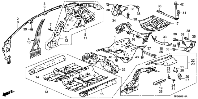 2014 Honda Crosstour Floor, FR. Diagram for 65100-TP7-A50ZZ