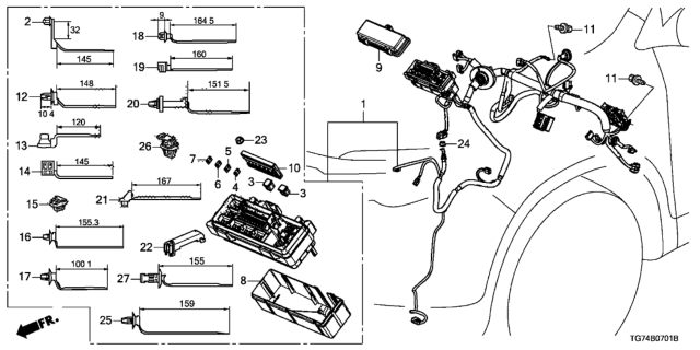 2016 Honda Pilot Wire Harness, L. Cabin Diagram for 32120-TG8-A00