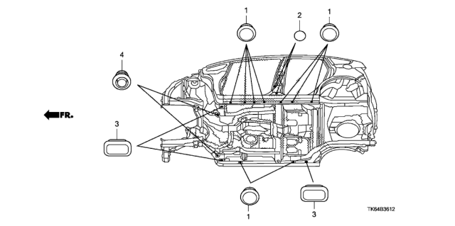 2012 Honda Fit Grommet (Lower) Diagram