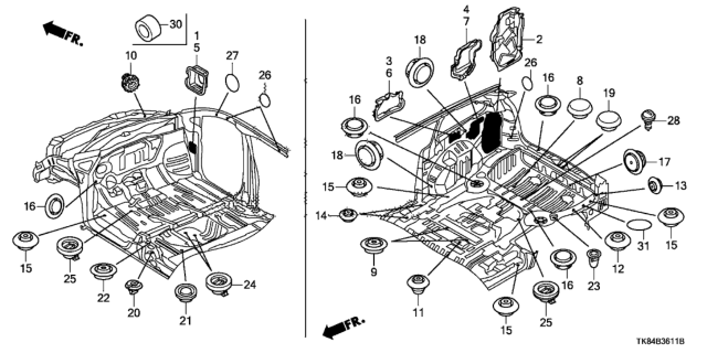 2011 Honda Odyssey Grommet (Side) Diagram