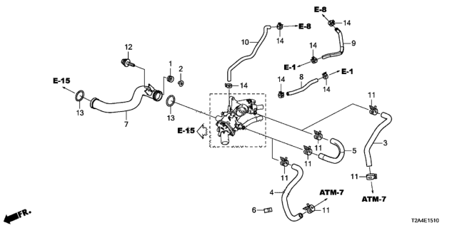 2014 Honda Accord Hose, Warmer Bypass Diagram for 19423-5A2-A01
