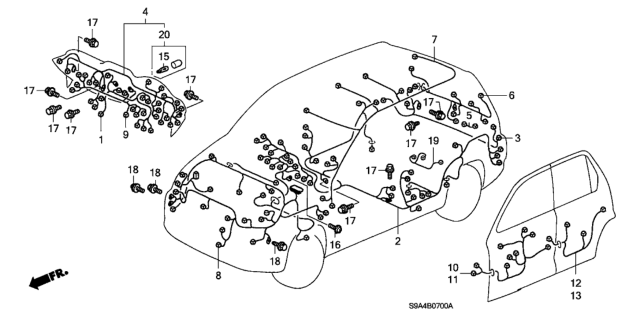 2004 Honda CR-V Wire Harness, Floor Diagram for 32107-S9A-A02