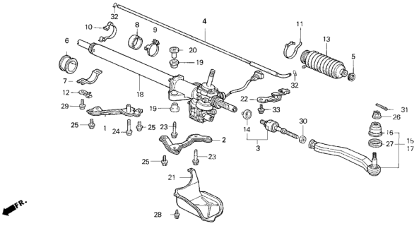 1994 Honda Prelude Bracket, Steering Rack Diagram for 53438-SS0-000
