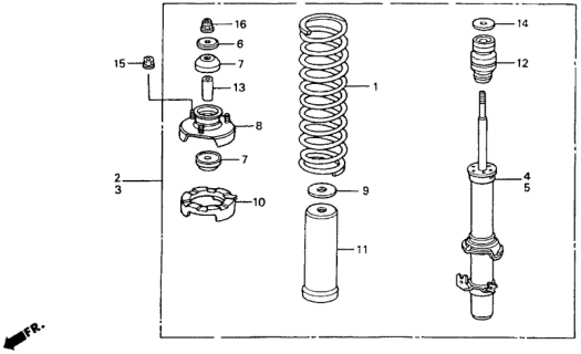 1990 Honda Accord Shock Absorber Assembly, Right Front Diagram for 51601-SM1-A23