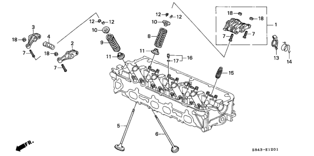1999 Honda Accord Arm Assembly, Intake Rocker Diagram for 14620-P0H-A00
