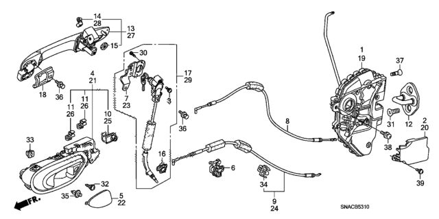 2011 Honda Civic Latch, Right Front Door Diagram for 72110-SNA-A03