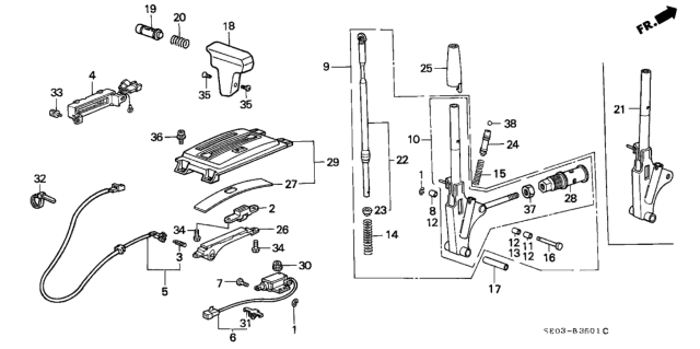 1989 Honda Accord Switch Assembly, Inhibiter/Bk-Up Light Diagram for 35700-SE0-A02