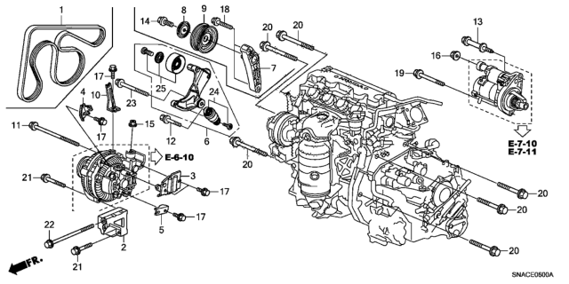 2011 Honda Civic Alternator Bracket (1.8L) Diagram