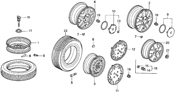 1995 Honda Accord Tire (P195/60R15) (88H) (M+S) (Michelin) Diagram for 42751-MIC-057