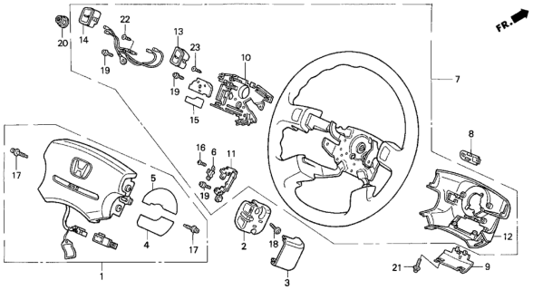 1996 Honda Prelude Wheel Assembly, Steering (Graphite Black) (Leather) Diagram for 78510-SS0-L71ZA
