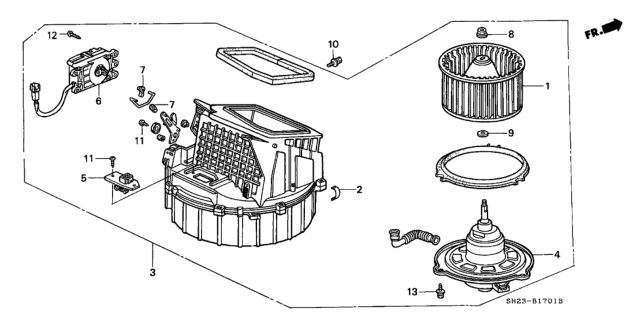 1989 Honda CRX Motor Assembly Diagram for 79310-SH3-013