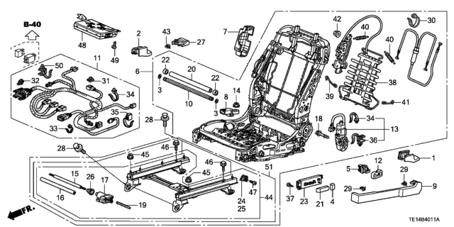 2012 Honda Accord Front Seat Components (Driver Side) (Power Height) Diagram