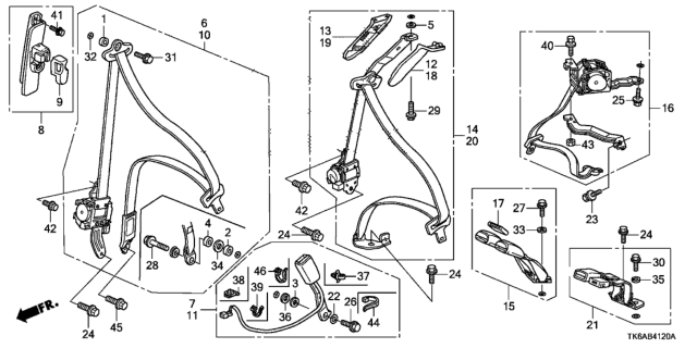 2013 Honda Fit Tongue Set, Right Front Seat Belt (Outer) (Grayge) Diagram for 04814-TK6-A01ZB
