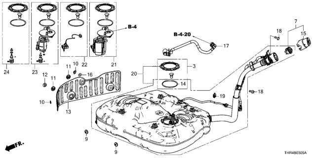 2022 Honda Odyssey Retainer, Heat Baffle Diagram for 17711-THR-A00