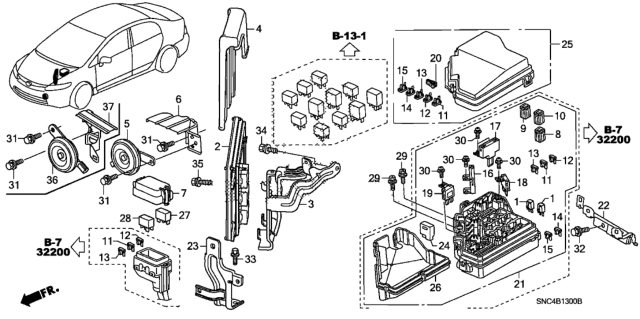 2007 Honda Civic Horn Assembly (Low) Diagram for 38100-SNA-X02