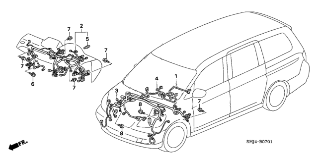 2010 Honda Odyssey Sub-Wire Harness, Audio Diagram for 32106-SHJ-A40