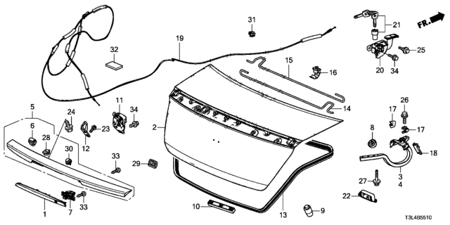 2013 Honda Accord Trunk Lid Diagram