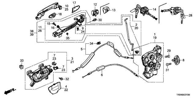 2012 Honda Civic Handle Assembly, Passenger Side Inside (Pale Moss Gray) Diagram for 72120-TR0-A01ZB