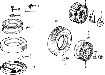 1989 Honda Civic Nut, Wheel Diagram for 90381-SH9-A01
