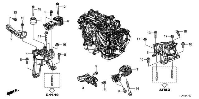 2018 Honda CR-V Mounting, Engine Side (1.5L) Diagram for 50820-TLA-A01