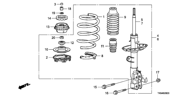 2011 Honda Fit Rubber, Spring Seat Diagram for 51684-TF0-014