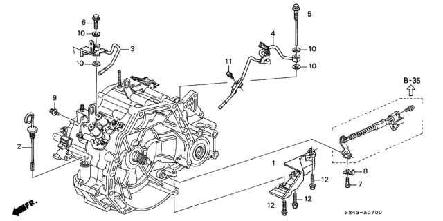 1998 Honda Accord AT Oil Level Gauge Diagram