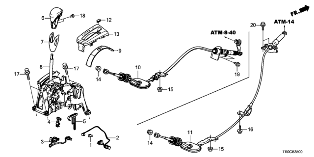 2014 Honda Civic Release, Levers Lock Diagram for 54030-TR6-A52
