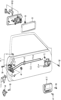 1982 Honda Prelude Lock Assembly, Driver Side Door Diagram for 75450-692-676