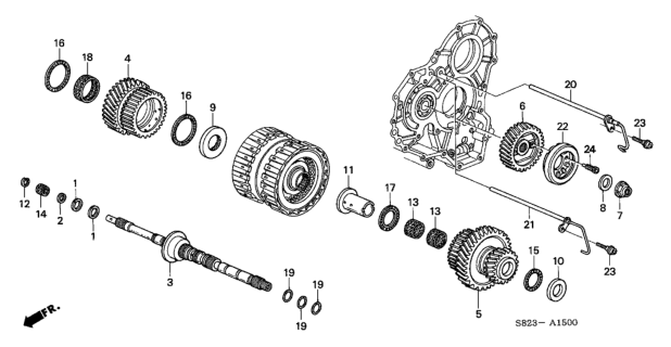 2000 Honda Accord Bearing, Thrust Needle (34X53.5X2.5) Diagram for 91023-P7Z-003