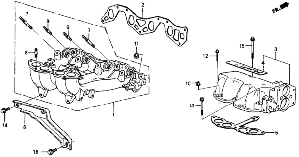 1987 Honda CRX Intake Manifold (PGM-FI) Diagram