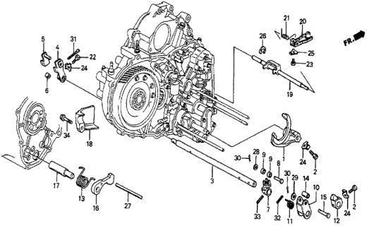 1985 Honda Prelude Fork, Reverse Shift Diagram for 24111-PC9-000